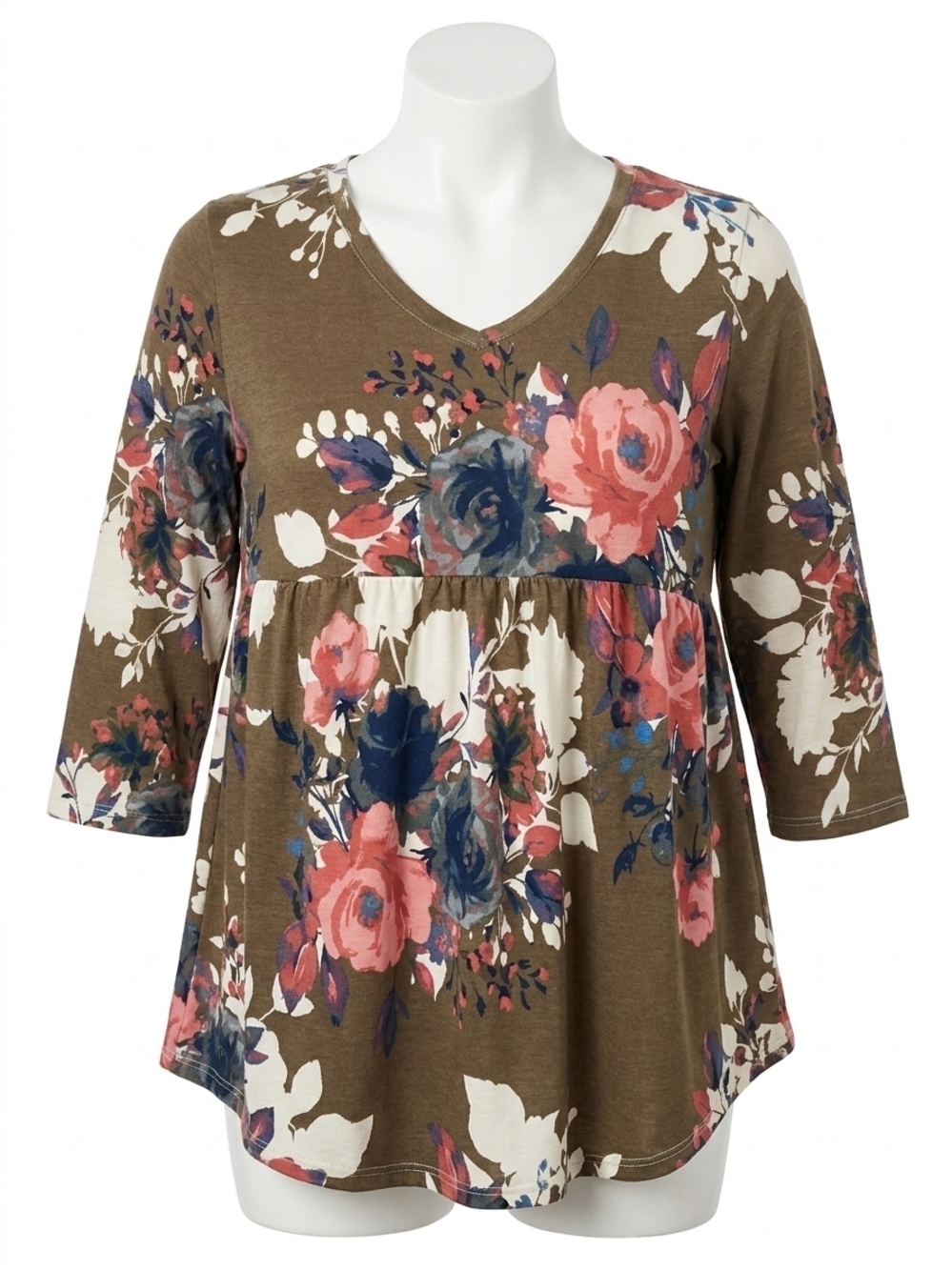 NEW HONEYME winter floral babydoll top in olive